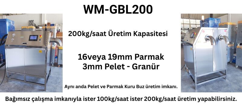 Aynı anda Pelet ve Parmak Kuru Buz üretim imkanı. Bağımsız çalışma imkanıyla ister 100kgsaat ister 200kgsaat üretim yapabilirsiniz.